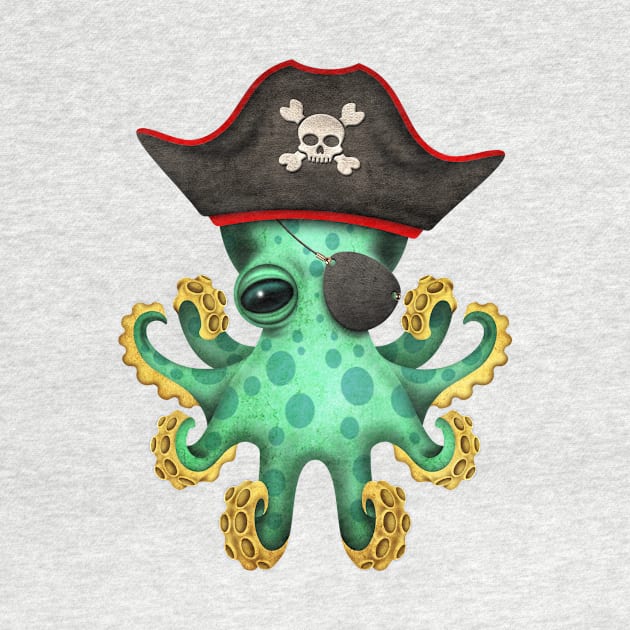 Cute Green Baby Octopus Pirate by jeffbartels